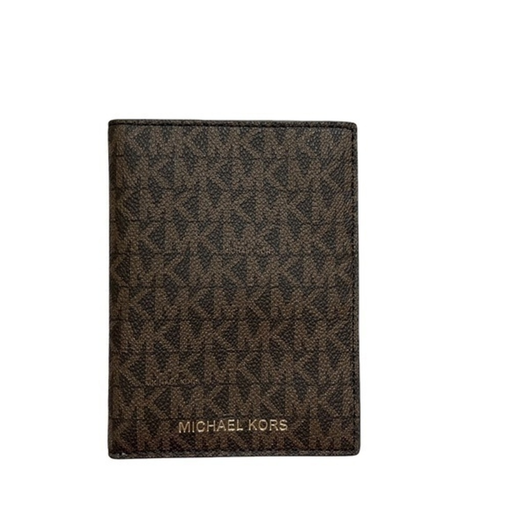 Michael Kors signature mk brown tan passport case travel walking
